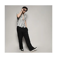 Campus Sutra Men's White & Unbalanced Striped Woven Shirt