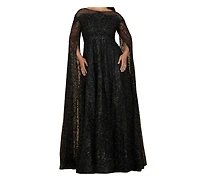 Lara Women's Lace Gown with Dramatic Cape Sleeves