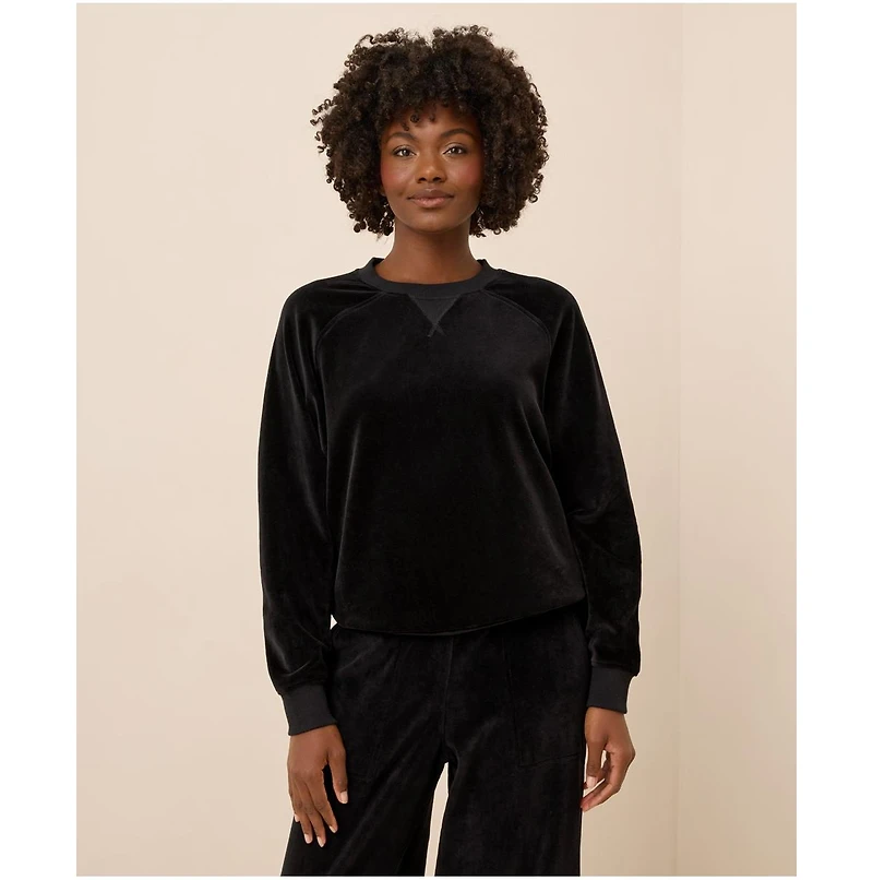 Pact Women's Cotton Velour Crew Pullover