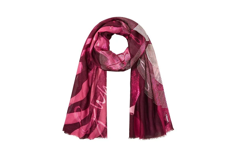 Olsen Pannaeux Print Scarf with Frayed Edge Trim