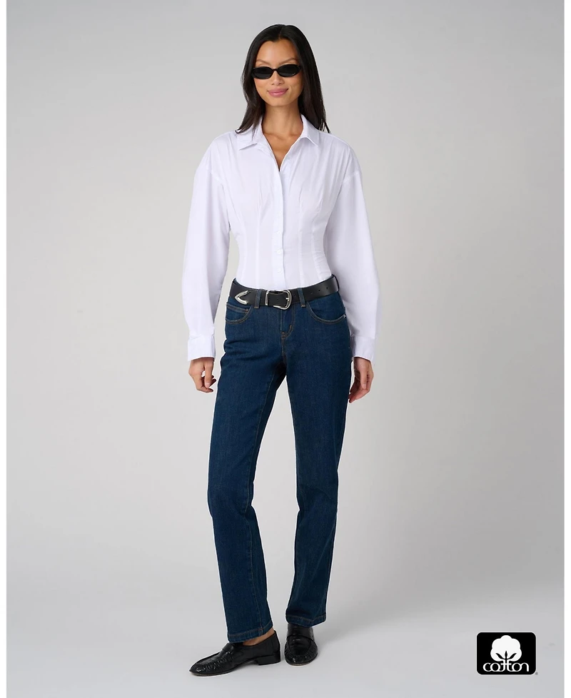 WeWoreWhat Women's Balloon Sleeve Button Up Bodysuit