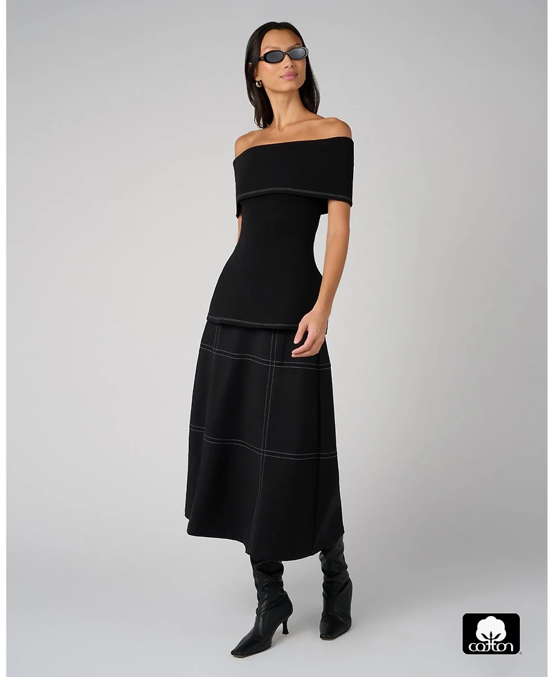 WeWoreWhat Women's Off Shoulder Fold Over Top