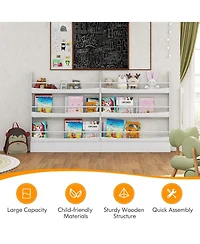 Gymax 3-Tier Kids Bookshelf Anti-toppling Kits Toy Storage Bookcase Rack Wall