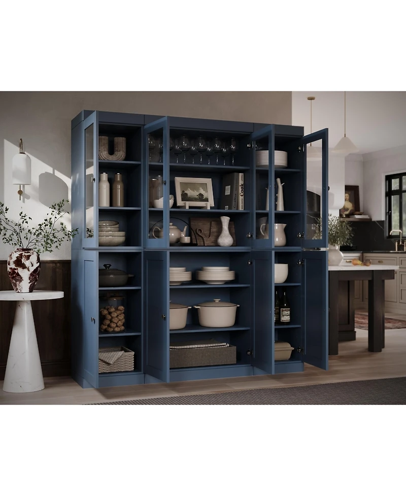 Palace Imports 100% Solid Wood 65" Pantry China Cabinet with Clear Glass, Shaker Doors & Adjustable Shelves