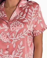iCollection Women's Floral Stretch Woven Short-Sleeve Pajama Set