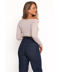 Petal and Pup Women's Liah Off Shoulder Knit Top - Grey