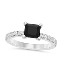 Macy's Black Diamond (1-1/6 ct. t.w.) & White Diamond (3/8 ct. t.w.) Engagement Ring in 14k White Gold