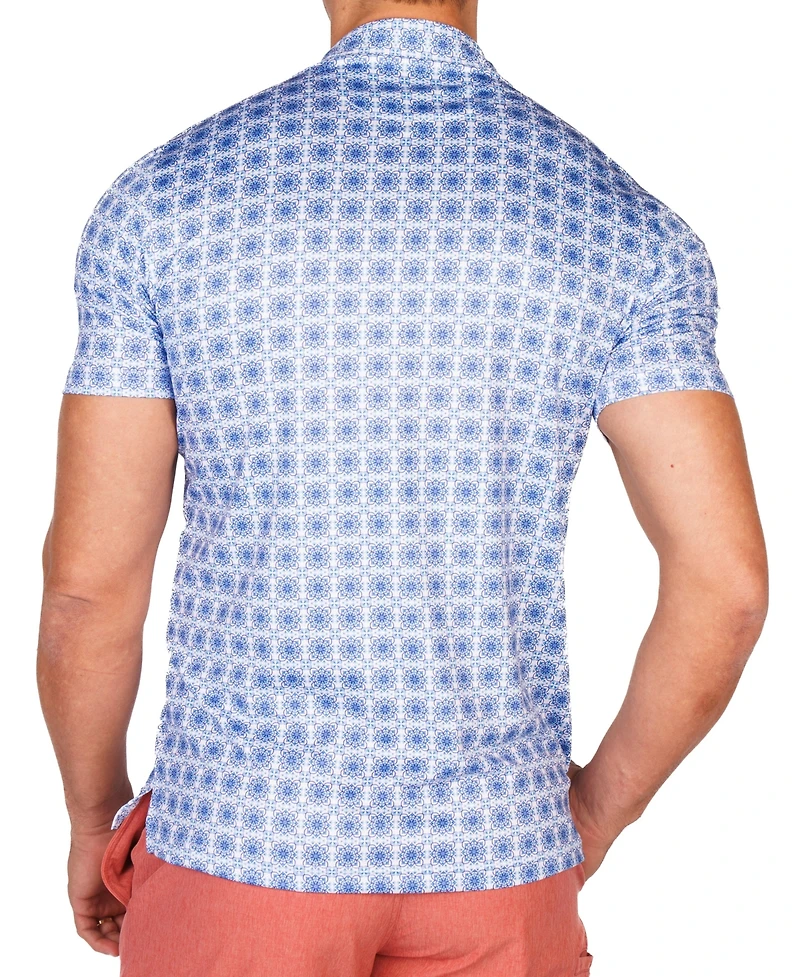 TailorByrd Men's Mediterranean Tile Performance Polo.