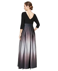 Sl Fashions Women's 3/4-Sleeve Ombre Gown