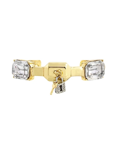 Steve Madden Faux Stone Lock Key Charm Cuff Bracelet