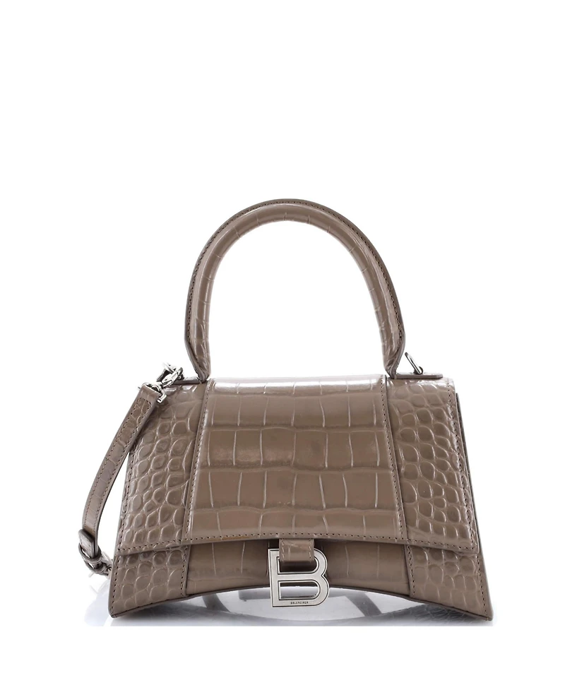 Pre-Owned Balenciaga Small Hourglass Top Handle Bag Embossed Leather