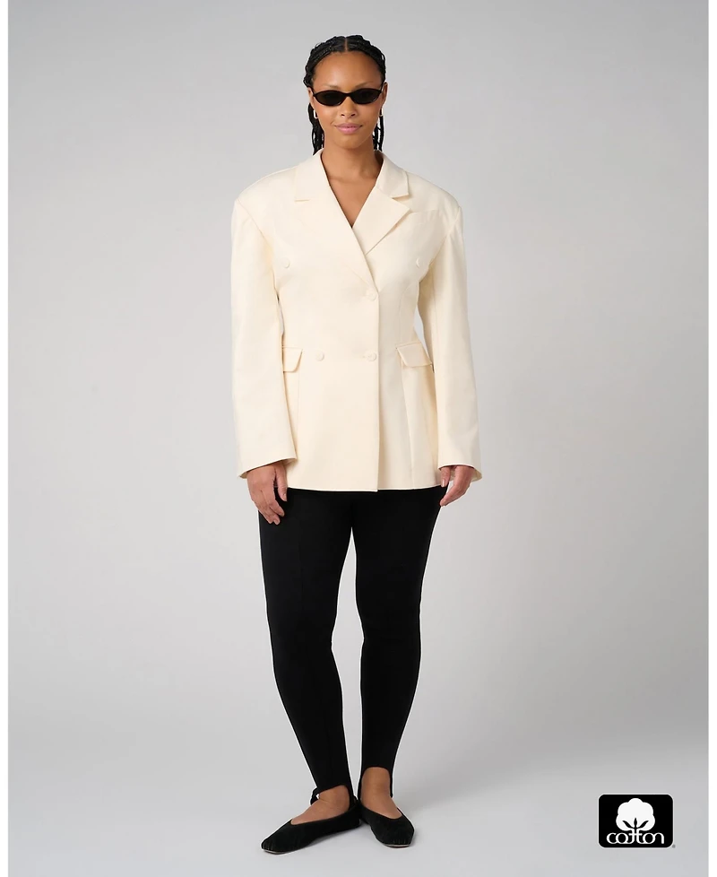 WeWoreWhat Women's Double Breasted Cinched Waist Blazer.