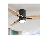 Sofucor 56-inch Modern Black 3-Blade Flush Mount Ceiling Fan with Remote Control Function and Led Lamp.