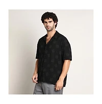 Campus Sutra Men's Onyx Black Indie-Cuban Oversized Shirt