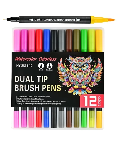 Htutwoo Dual Tip Markers, Gel Acrylic Paint Pen, Non Bleed Art Marker Set for Sketching, Drawing, Rock Painting, Journaling