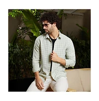 Campus Sutra Men's Ivory White Graph Check Shirt