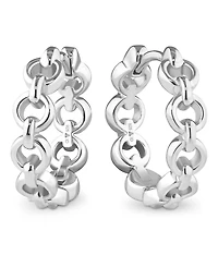 Devata Cable Link Hoop Earrings in Rhodium Plated Sterling