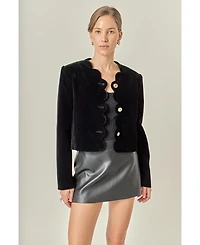 English Factory Women's Velvet Scallop Jacket