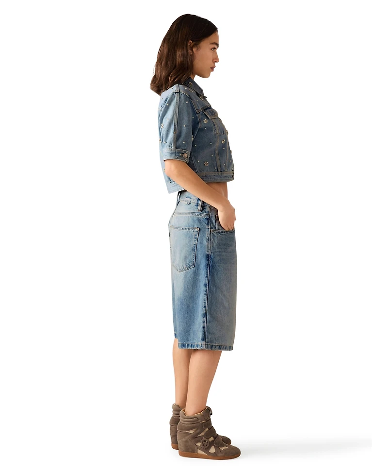 Steve Madden Women's Long-Sleeve Denim Shirt