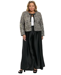 Muse Plus Tweed Jewel Neck Jacket with Bow