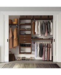 John Louis Home Solid Wood Walk-In Closet Organizer with 3 Shaker Style Drawers