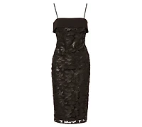 Adrianna Women's Pleather Lace Detail Midi Dress