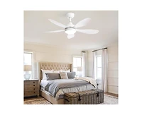 Sofucor 42-inch Matte White 5-Blade 6-Speed Adjustable Led Ceiling Fan Light with Remote Control