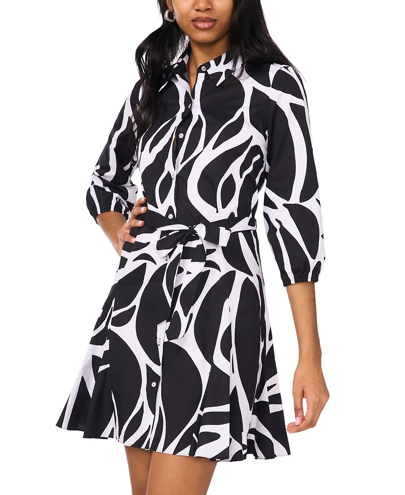 Msk Petite Printed Fit and Flare Shirtdress