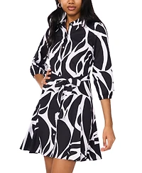 Msk Petite Printed Fit and Flare Shirtdress