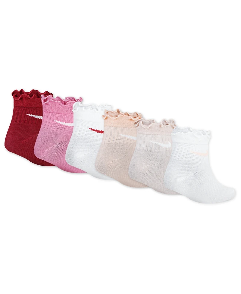 Nike Girls 4-7 Ruffle Detail Ankle Socks, 6-Pack