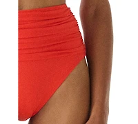Kate Spade Women's Ruched High-Waist Bikini Bottoms
