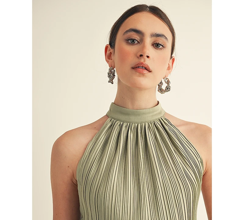 Arose Studio, Inc Women's Celestine Halter Neck Ruffle Bottom Mini Dress