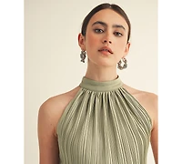 Arose Studio, Inc Women's Celestine Halter Neck Ruffle Bottom Mini Dress