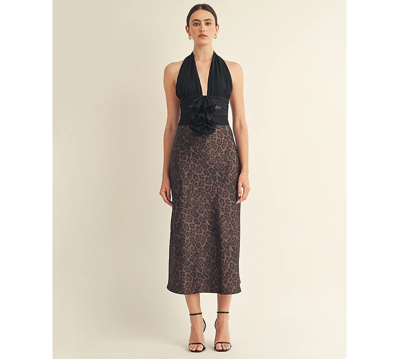 Arose Studio, Inc Women's Kessara Halter Wrap Bow Detail Midi Dress