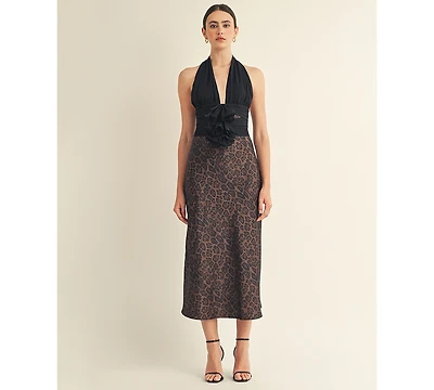 Arose Studio, Inc Women's Kessara Halter Wrap Bow Detail Midi Dress