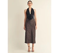 Arose Studio, Inc Women's Kessara Halter Wrap Bow Detail Midi Dress