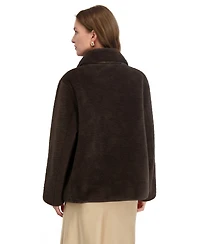 Tahari Women's Reversible Faux-Shearling Button-Front Coat
