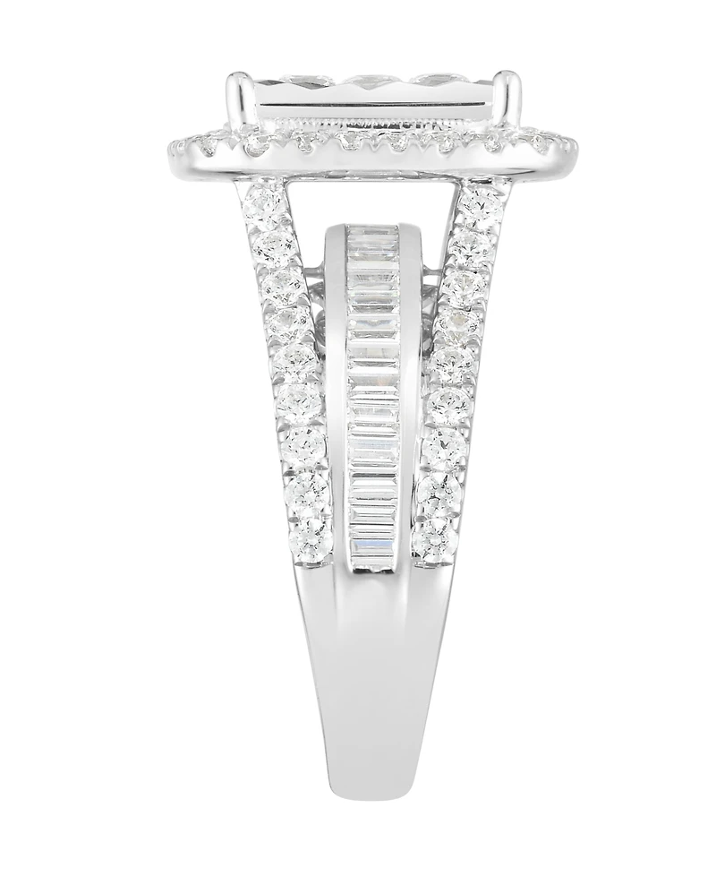 Macy's Diamond Princess Halo Ring (2 ct. t.w.) in 10k White Gold