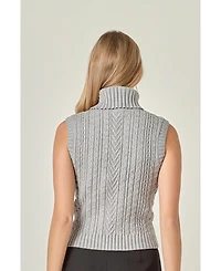 English Factory Women's Cable Mock Neck Knit Top