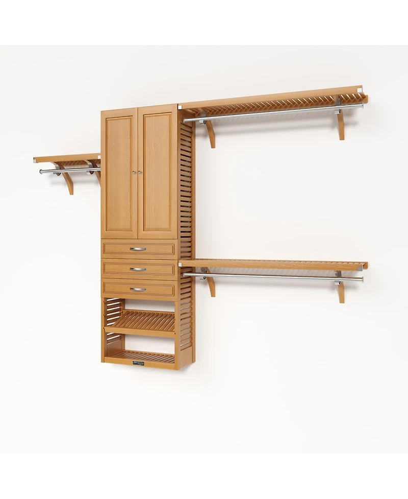 Solid Wood Reach-In Closet Organizer with 3 Drawers and Doors