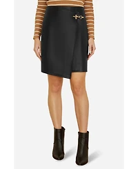 Yumi Women's Faux Leather Wrap Mini Skirt