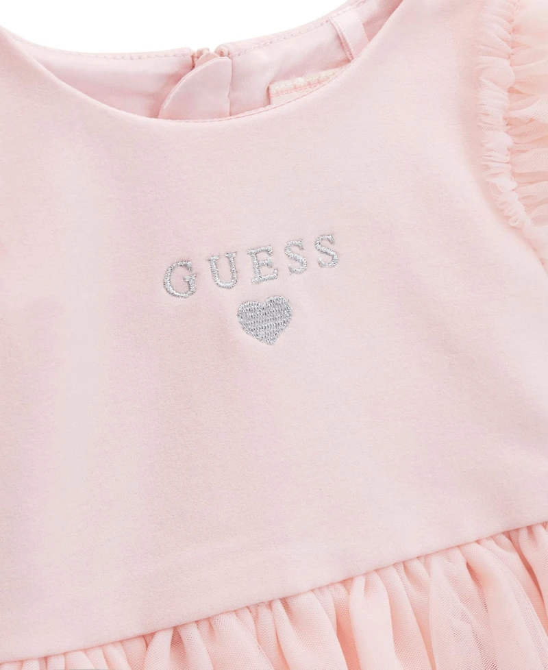 Guess Baby Girls Short-Sleeve Ponte Dress with Matching Diaper Cover