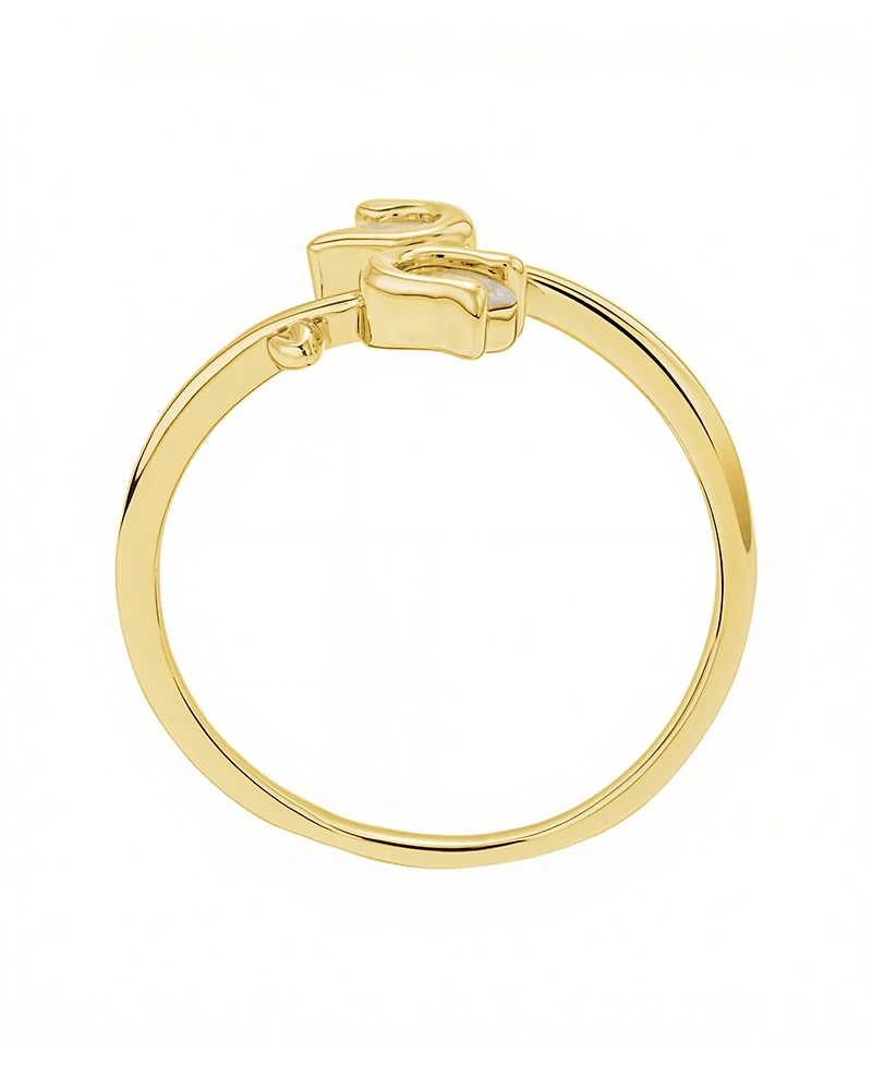 Unwritten Cubic Zirconia Gold Plated Flower Bypass Ring
