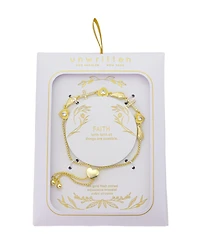 Unwritten Cubic Zirconia Gold Plated Cross Charm Adjustable Bolo Bracelet