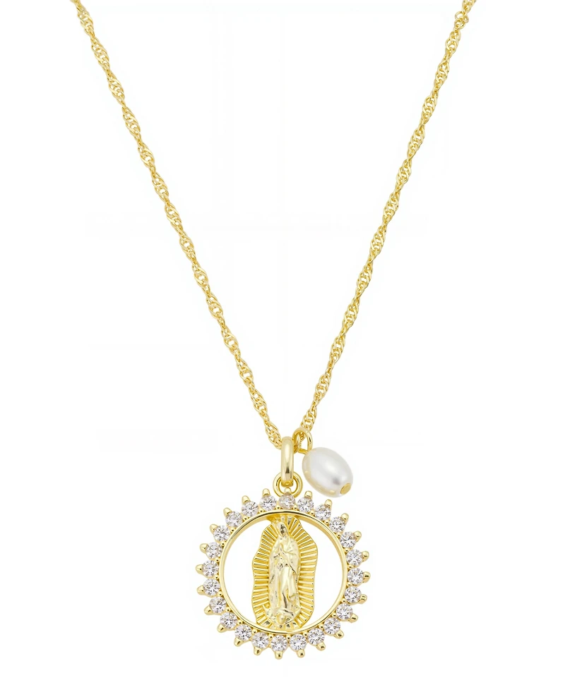 Unwritten Cubic Zirconia Gold Plated Saint Pendant Necklace
