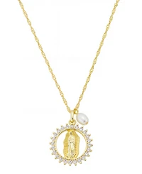 Unwritten Cubic Zirconia Gold Plated Saint Pendant Necklace
