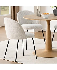 5-Piece Round Dining Table Set, 39.5'' Mdf Wood Top with Metal Base and Upholstered Chairs for Small Spaces-Maison Boucle