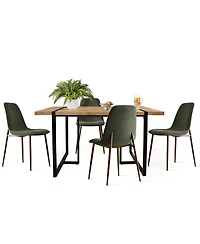 5-Piece Dining Table Set, 59'' Rectangular Mdf Wood Top with Metal Frame and Upholstered Chairs for Kitchen or Apartment-Maison Boucle
