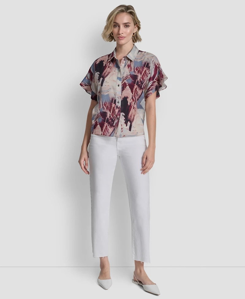 Dkny Women's Short-Sleeve Button-Front Shirt