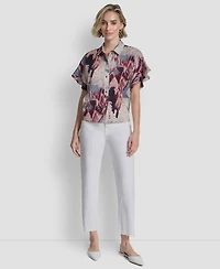 Dkny Women's Short-Sleeve Button-Front Shirt